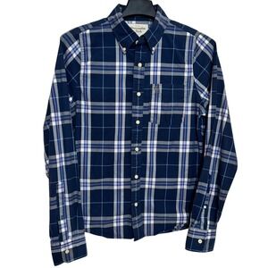 VTG‎ Abercrombie Fitch Shirt Men's M Blue White Plaid Muscle Preppy Moose Y2K